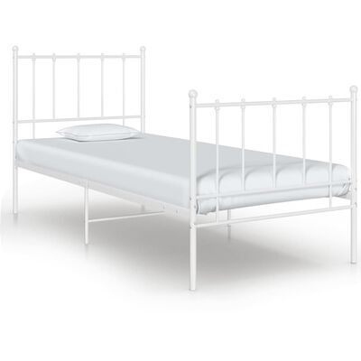 vidaXL gultas rāmis, balts metāls, 100x200 cm