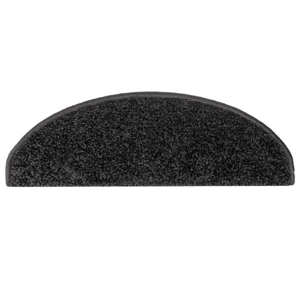 vidaXL kāpņu paklājiņi, 10 gab., 65x21x4 cm, melni, pusapaļi, lieli