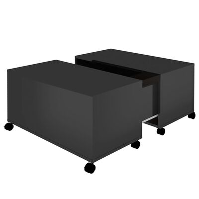 vidaXL kafijas galdiņš, spīdīgi melns, 75x75x38 cm, skaidu plāksne