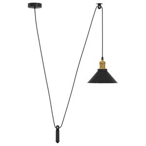 vidaXL piekaramā lampa, regulējams augstums, E27, spīdīgi melna, &Oslash; 22 cm, metāls