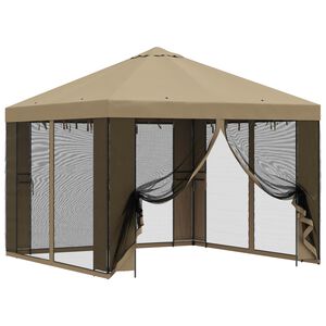 vidaXL Dārza paviljons ar sānu sienām 3 x 3 m Bē&scaron;a