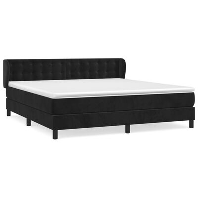 vidaXL atsperu gulta ar matraci, melna samts, 180x200 cm