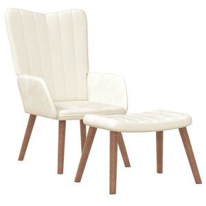 vidaXL atpūtas krēsls ar kāju balstu, krēmbalts samts