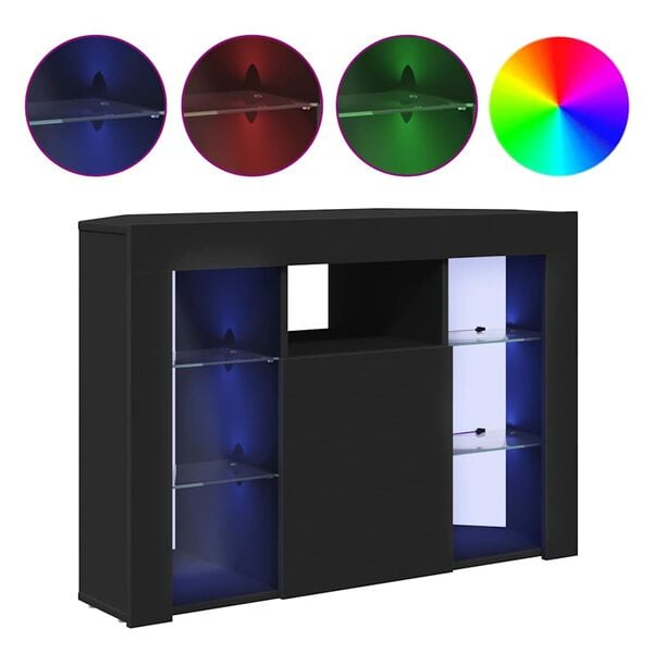 vidaXL Stūra LED TV skapītis Melna 100x40x68cm Inženierijas koks