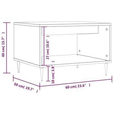 vidaXL kafijas galdiņš, ozolkoka, 60x50x40 cm, inženierijas koks