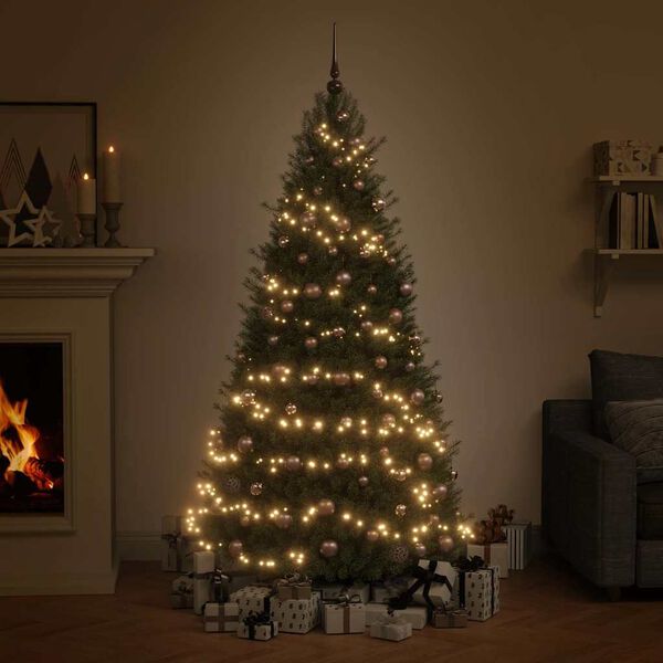 vidaXL Ziemassvētku bumbu komplekts, 120 gab., 300 LED, zeltaini rozā