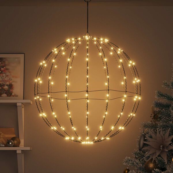 vidaXL Bumba su 192 LED Silti balta 59,5 x 59,5 x 63 cm Metāla