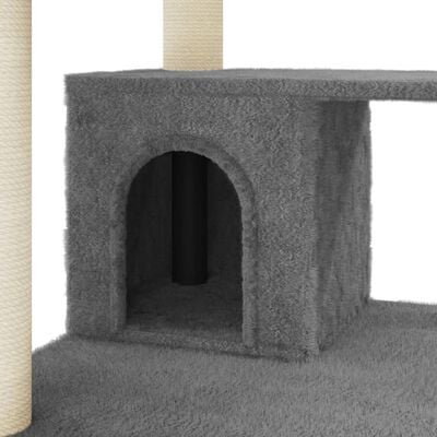 vidaXL kaķu māja ar sizala stabiem nagu asināšanai, 183 cm, pelēka