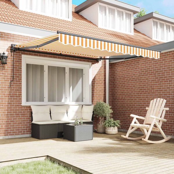 vidaXL Izvelkams jumtiņ&scaron; Dzeltena un balta 300 x 250 cm