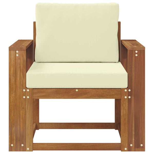 vidaXL Āra dīvāns Cieta akācijas koks un poliesters Dabiska