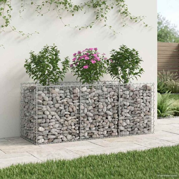 vidaXL Gabions pacelta gulta Sudraba 150 x 50 x 60 cm Cinkots tērauds