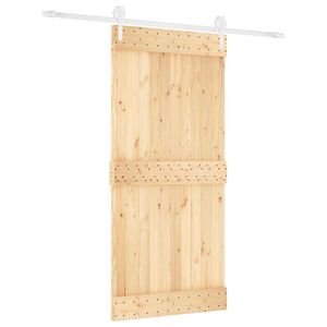 vidaXL Slīdo&scaron;ās durvis Dabisks un balts 95 x 210 cm Cieta priedes koks