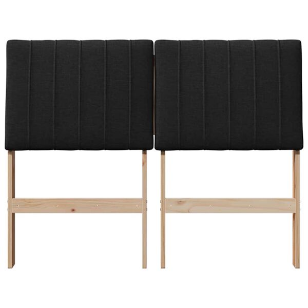 vidaXL Mīkstināts gultas galvgalis Melna 120 cm Ciets priedes koks