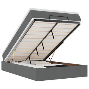 vidaXL Osmaņu gultas rāmis ar matrača tum&scaron;i pelēks 120x200 cm audums