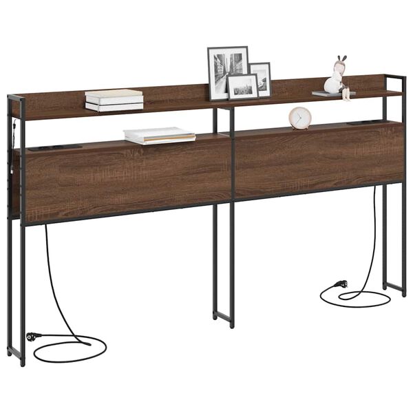 vidaXL Uzglabā&scaron;anas galvas balsts ar plauktu brūna ozolkoka 180 cm