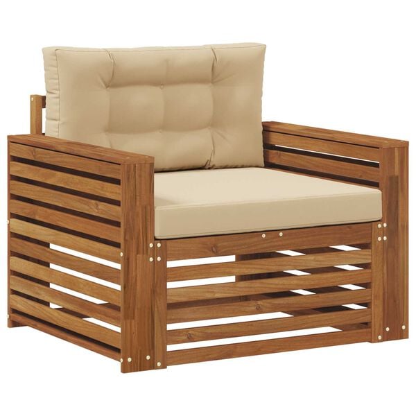 vidaXL Āra dīvānu komplekts Cieta akācijas koks un poliesters Dabiska