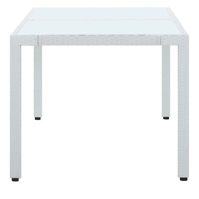 vidaXL dārza galds, balts, 150x90x75 cm, PE rotangpalma