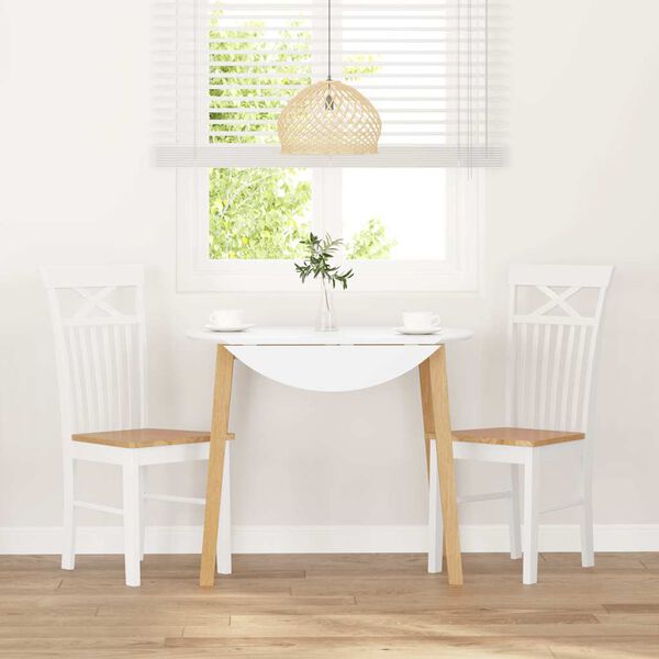 vidaXL Ēdamistabas krēsli 2 gab. Balta masīvkoka gumija