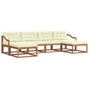 vidaXL Āra dīvānu komplekts ar spilvenu 6 pcs Dabisks un krējuma