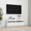 vidaXL TV galdiņ&scaron; ar LED lampiņām, 100x35x40 cm, spīdīgi balts