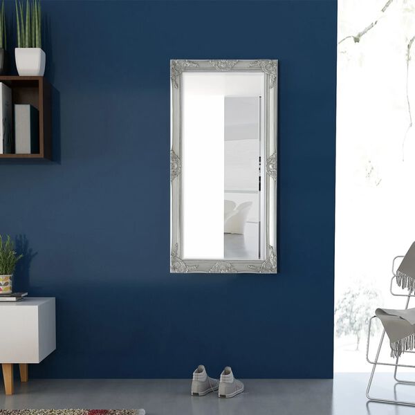 vidaXL baroka stila sienas spogulis, 120x60 cm, sudraba krāsā