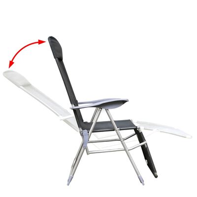 vidaXL saliekami dārza krēsli, 2 gab., alumīnijs un tekstilēns, pelēki