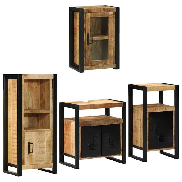 vidaXL Vannas istabas mēbeļu komplekts 4 pcs Brūna Cietais manga koks