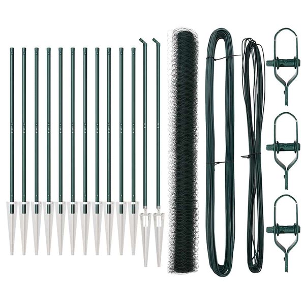 vidaXL Žoga āķis Zaļa 25 x 1,5 m (50 mm siets) Tērauds