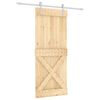 vidaXL Slīdo&scaron;ās durvis Dabisks un balts 85 x 210 cm Cieta priedes koks