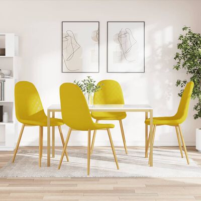 vidaXL virtuves krēsli, 4 gab., sinepju dzeltens samts