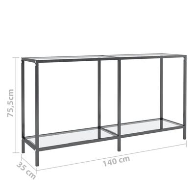 vidaXL konsoles galdiņš, 140x35x75,5 cm, rūdīts stikls, caurspīdīgs