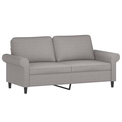 vidaXL divvietīgs dīvāns ar spilveniem, gaiši pelēks, 140 cm, audums