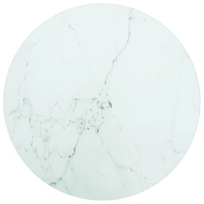 vidaXL galda virsma, balta, Ø30x0,8 cm, stikls ar marmora dizainu