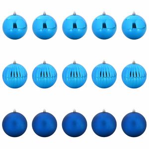 vidaXL Ziemassvētku rotājumu komplekts XL 15 pcs Zila Plastmasa