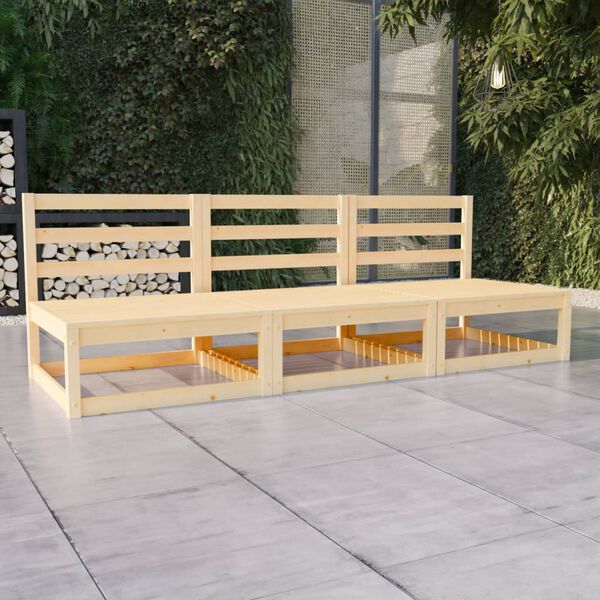 vidaXL trīsvietīgs dārza dīvāns, priedes masīvkoks