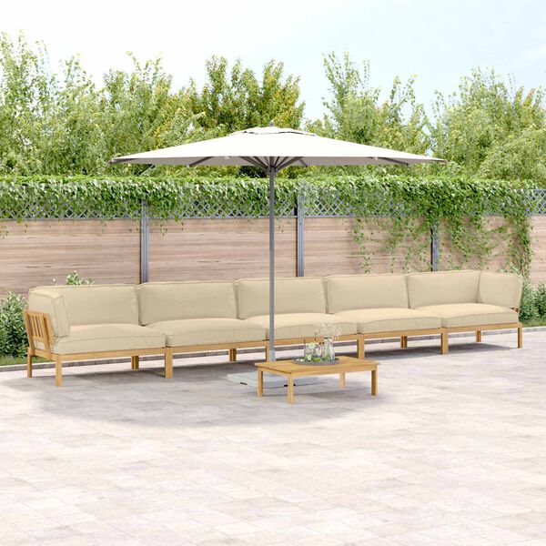 vidaXL Dīvānu komplekts ar spilvenu 6 pcs Bē&scaron;a Cietā akācijas koks