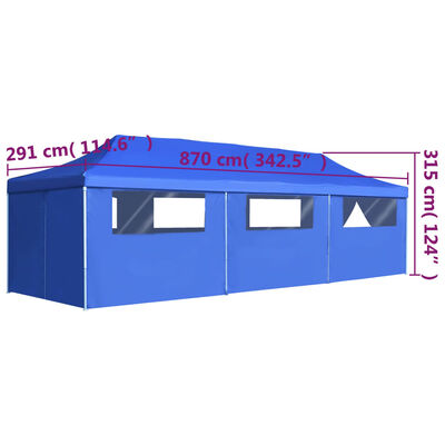 vidaXL saliekama nojume ar 8 sānu sienām, 3x9 m, zila