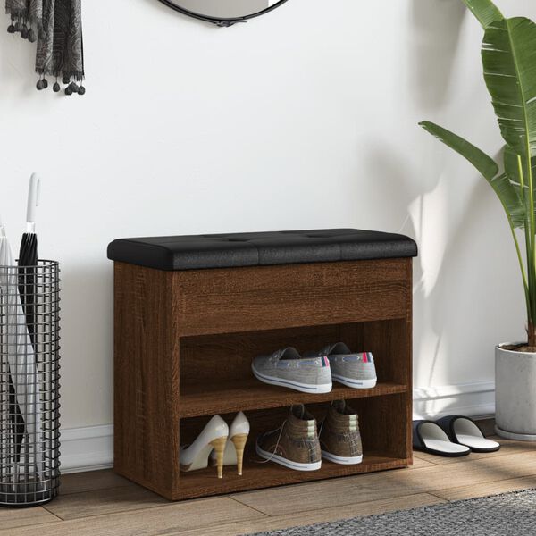 vidaXL apavu skapītis, brūns, 62x32x50 cm, inženierijas koks