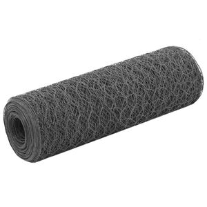 vidaXL stiepļu žogs, tērauds ar PVC pārklājumu, 25x0,5 m, pelēks