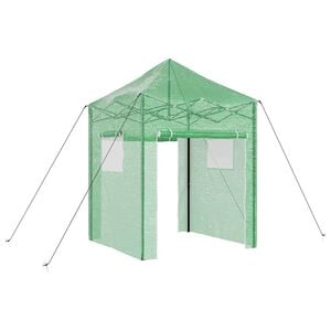 vidaXL Siltumnīca ar iznirsto&scaron;o rāmi Zaļa 200 x 200 x 300 cm Dzelzs