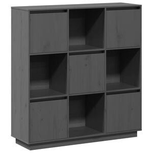 vidaXL augstais skapītis, pelēks, 110,5x35x117 cm, priedes masīvkoks