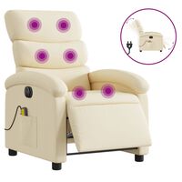 vidaXL elektrisks masāžas krēsls, atgāžams, krēmkrāsas audums