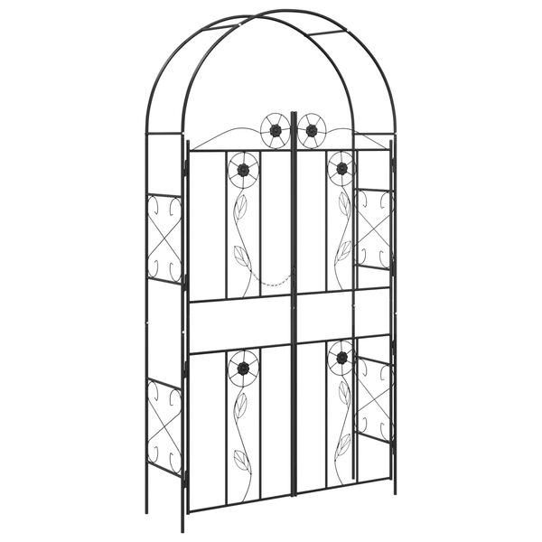 vidaXL Dārza Arka Vienkrāsains Melna 115 x 37 x 226 cm