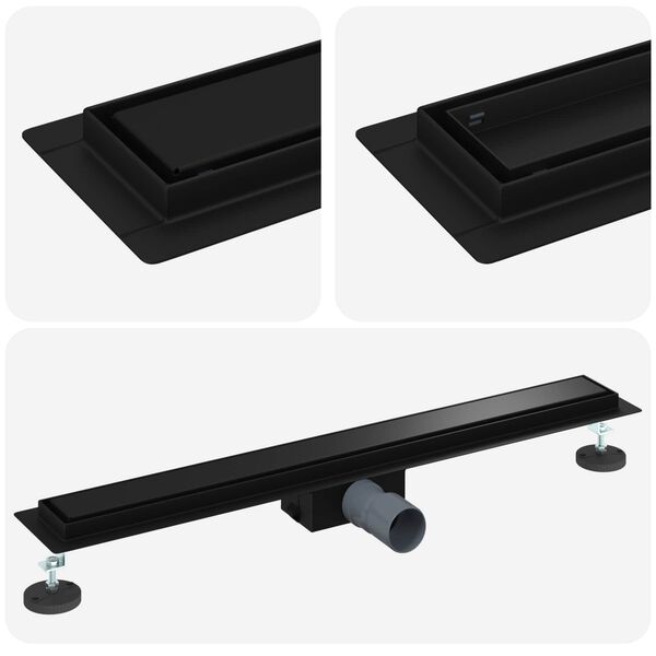 vidaXL 2 in 1 du&scaron;as notekvads Melna 80 cm Nerūsējo&scaron;ais tērauds 304