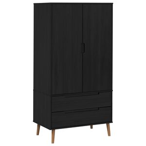 vidaXL Skapis MOLDE Melns 90 x 55 x 175 cm Priedes masīvkoks
