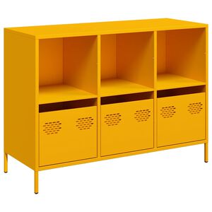 vidaXL kumode sinepju dzeltena 101,5x39x73,5 cm auksti velmēts tērauds