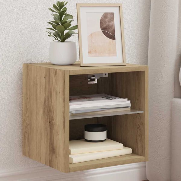 vidaXL televizora sienas skapis ar LED gaismām Artisan ozols