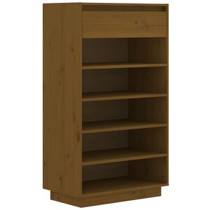 vidaXL apavu plaukts, medus brūns, 60x34x105 cm, priedes masīvkoks