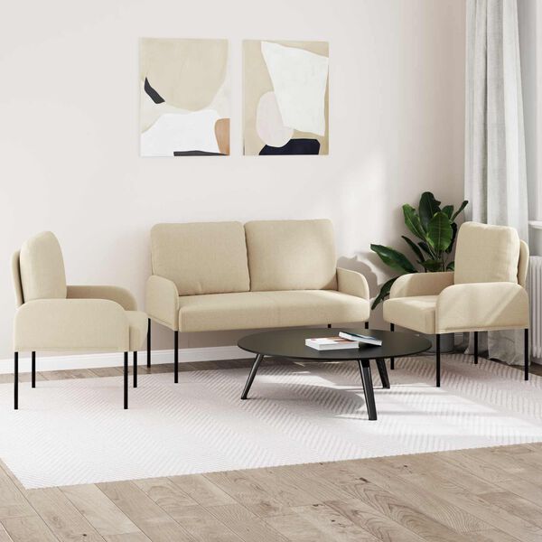 vidaXL Dīvāna komplekti 3 pcs Krēmkrāsa 115 x 56 x 80 cm Saplāksnis