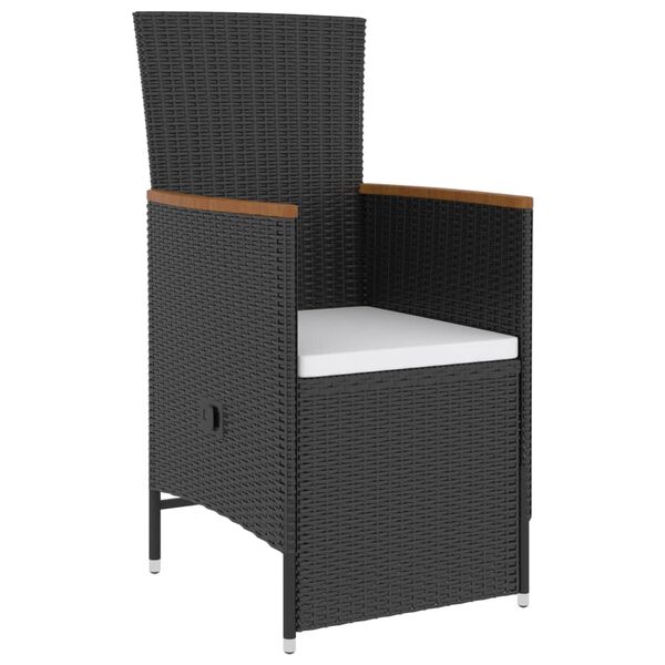 vidaXL 5-daļīgs dārza mēbeļu komplekts, matrači, melna PE rotangpalma